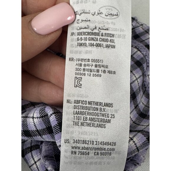 Hollister Y2K Purple Plaid M Crop Top Grunge Academia Prep Clueless Aesthetic - Picture 6 of 9
